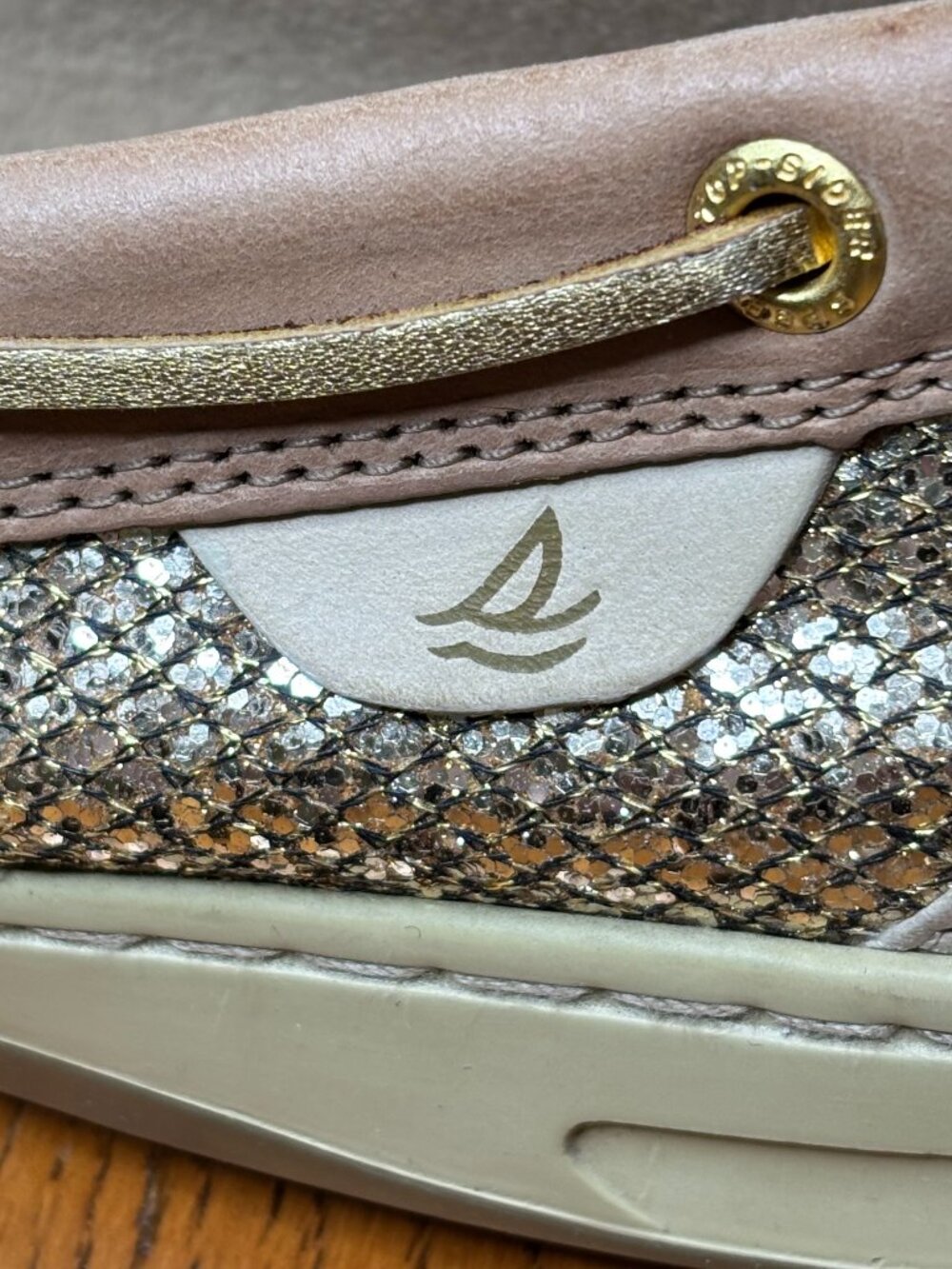 Sperry Top-Sider Women's Angelfish Tan Leather/Gold Metallic Accent Boat Shoes - Picture 14 of 16